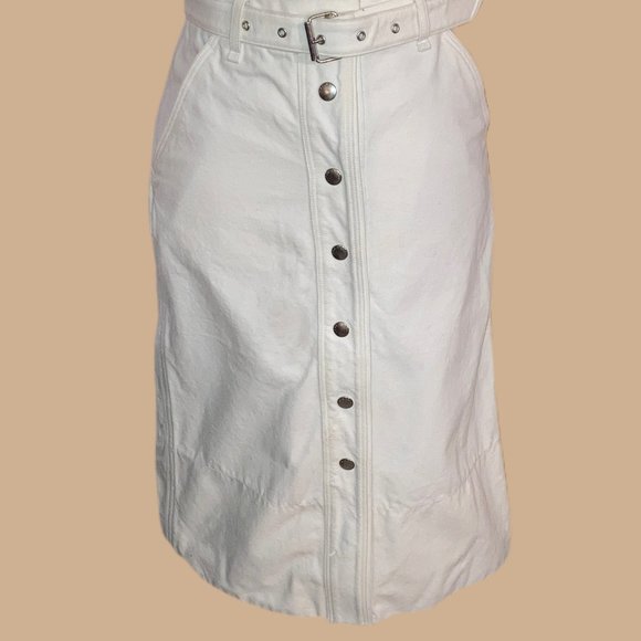 Rag & Bone White Denim Branson Belted Midi Skirt (Size 00) - Picture 3 of 6